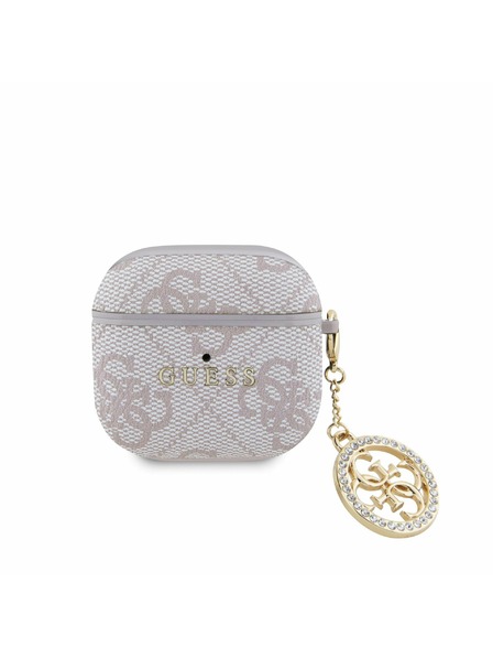Guess Guess 4G Script PC/PU Charm Husă pentru AirPods 4 Roz
