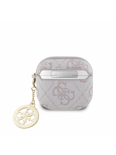 Guess Guess 4G Script PC/PU Charm Husă pentru AirPods 4 Roz
