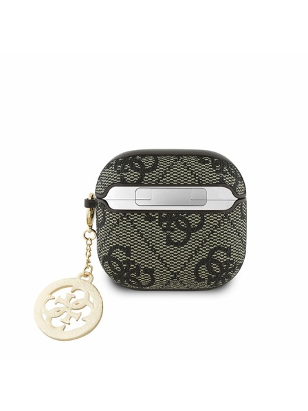 Guess Guess 4G Script PC/PU Charm Husă pentru AirPods 4 Maro