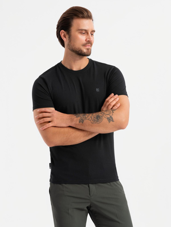 Ombre Clothing Set de două tricouri din bumbac pentru bărbați BASIC cu guler rotund de la Ombre Clothing