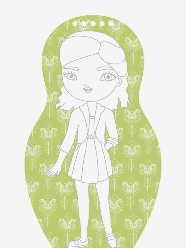 ELLA & MAX Îmbracă păpuși morave NATALKA - Pagină de colorat