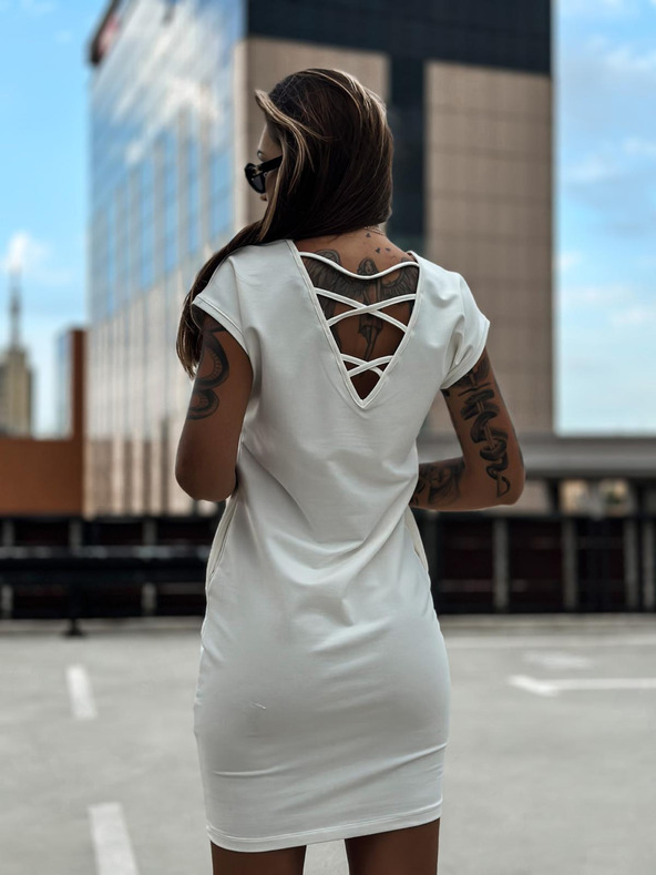 Edoti Mini rochie albă pentru femei Edoti