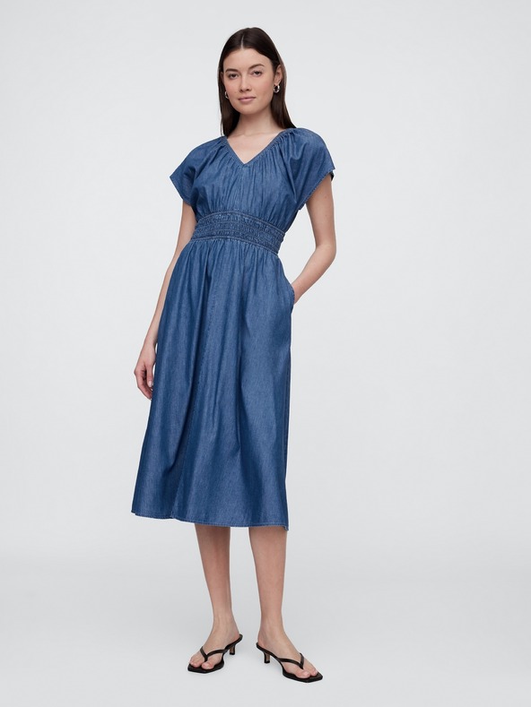 GAP Rochie maxi din chambray cu buzunare Americana GAP