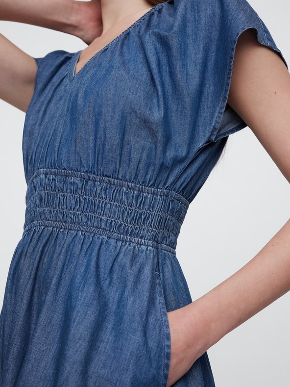 GAP Rochie maxi din chambray cu buzunare Americana GAP