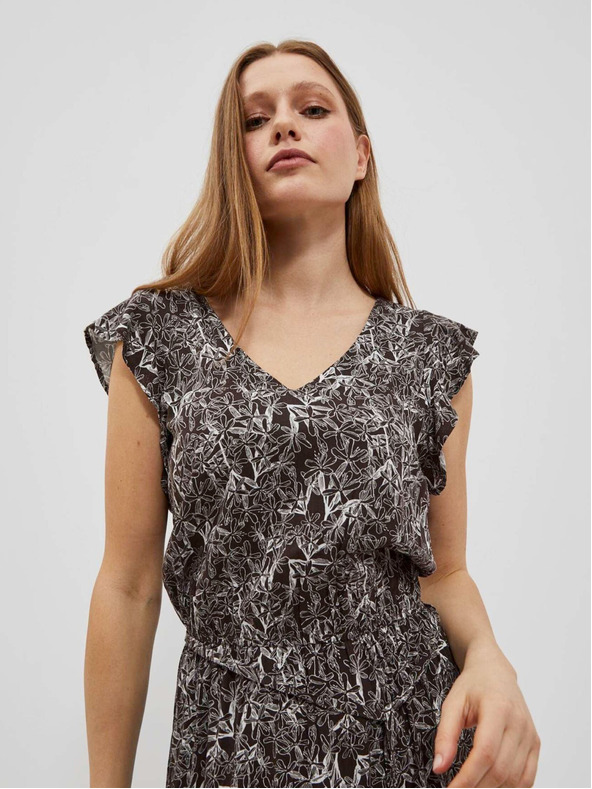 Moodo Rochie cu flori albă și maro pentru femei Moodo