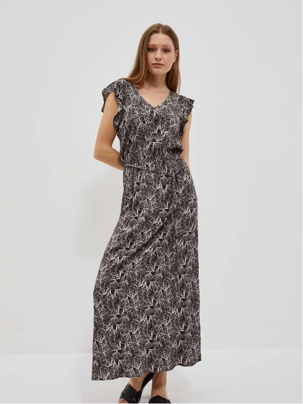 Moodo Rochie cu flori albă și maro pentru femei Moodo