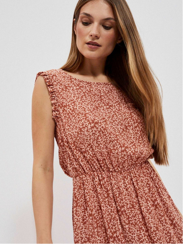 Moodo Rochie cu model pentru femei bej și maro Moodo