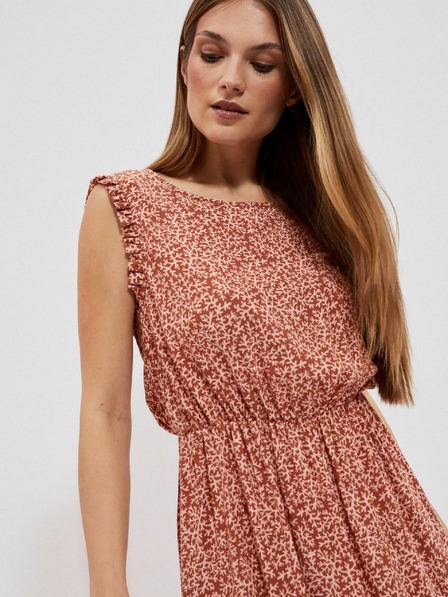 Moodo Rochie cu model pentru femei bej și maro Moodo