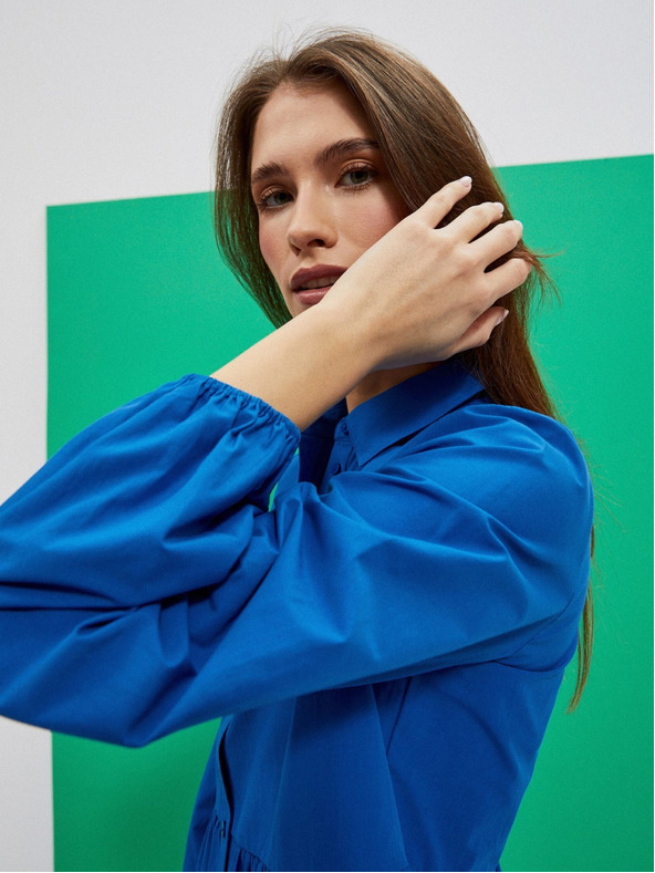 Moodo Rochie cămașă albastră pentru femei Moodo