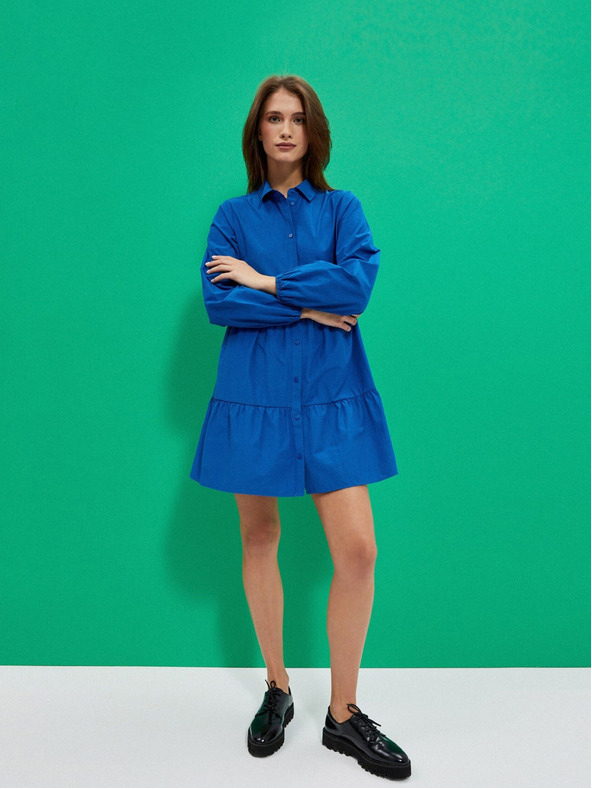 Moodo Rochie cămașă albastră pentru femei Moodo