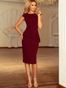 numoco Rochie midi elegantă cu volane - burgundy Numoco