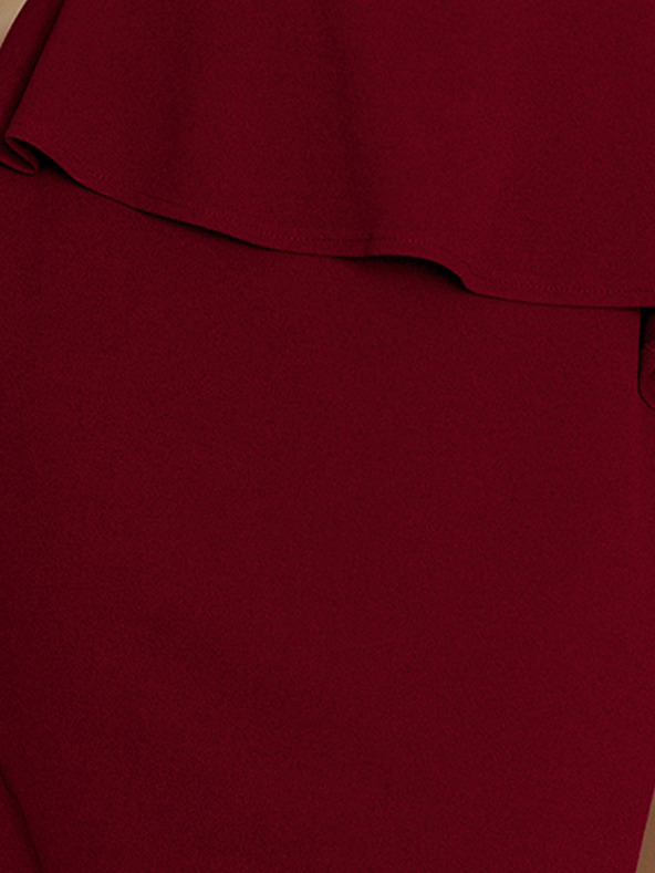 numoco Rochie midi elegantă cu volane - burgundy Numoco