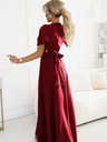 numoco Rochie lungă cu croială, mânecă și decolteu pentru femei Numoco burgundy