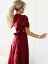 numoco Rochie lungă cu croială, mânecă și decolteu pentru femei Numoco burgundy