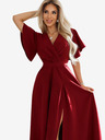 numoco Rochie lungă cu croială, mânecă și decolteu pentru femei Numoco burgundy