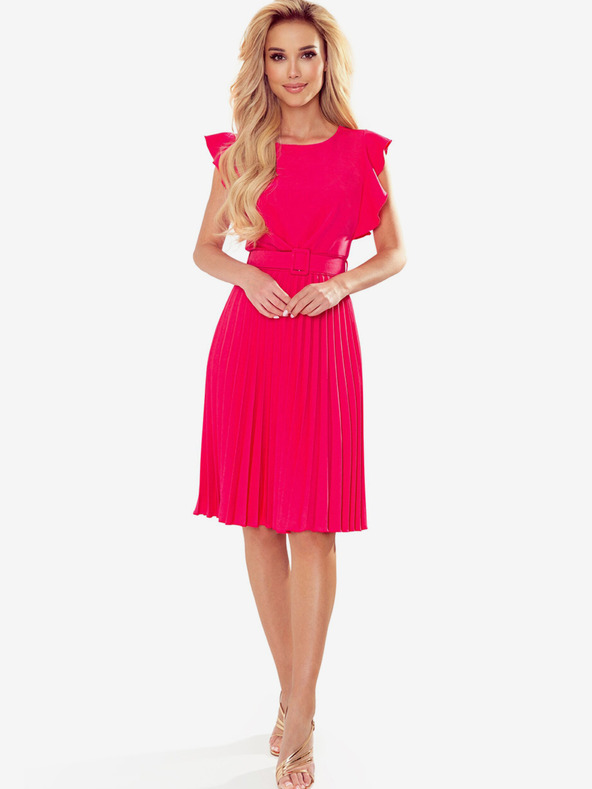 numoco LAYLA Rochie plisată cu curea - zmeură Numoco