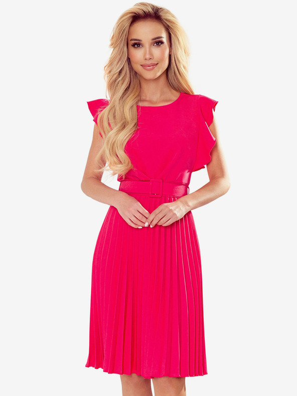 numoco LAYLA Rochie plisată cu curea - zmeură Numoco