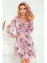 numoco Rochie roz din șifon floral pentru femei Numoco