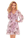 numoco Rochie roz din șifon floral pentru femei Numoco