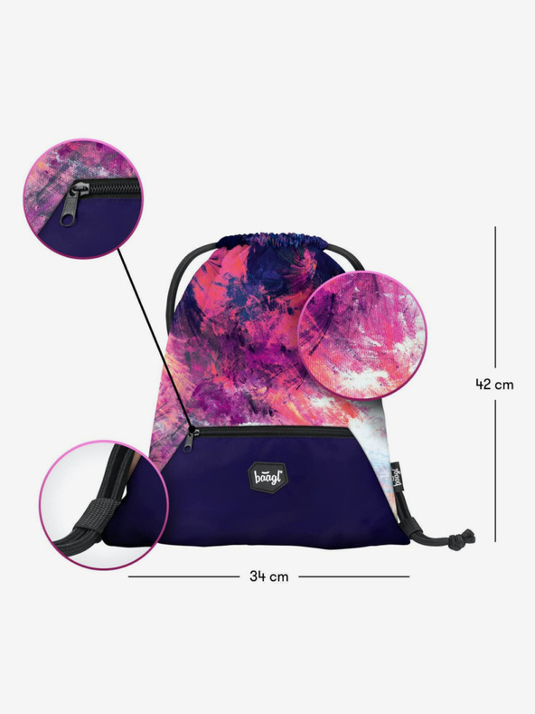 BAAGL  Geantă roz cu buzunar Abstract Baagl