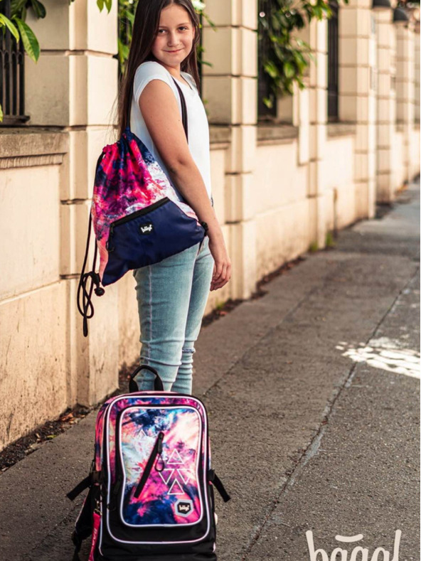 BAAGL  Geantă roz cu buzunar Abstract Baagl