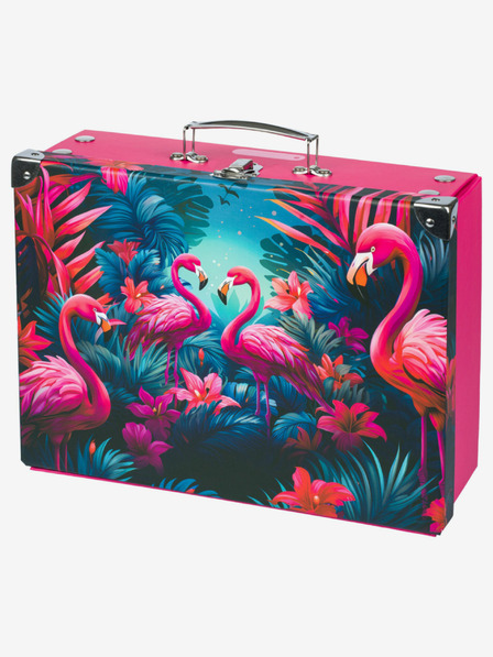 BAAGL  Geantă de școală pliabilă roz cu accesorii Baagl Flamingos