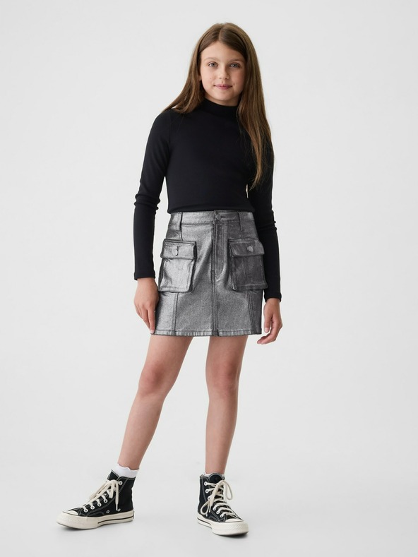 GAP Fustă din denim metalic pentru copii, stil cargo GAP