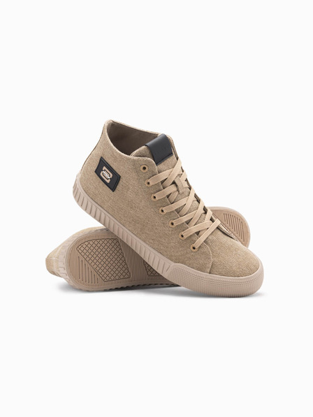 Ombre Clothing Adidași high top din pânză pentru bărbați - maro deschis V3 OM-FOTH-0186 Ombre Clothing