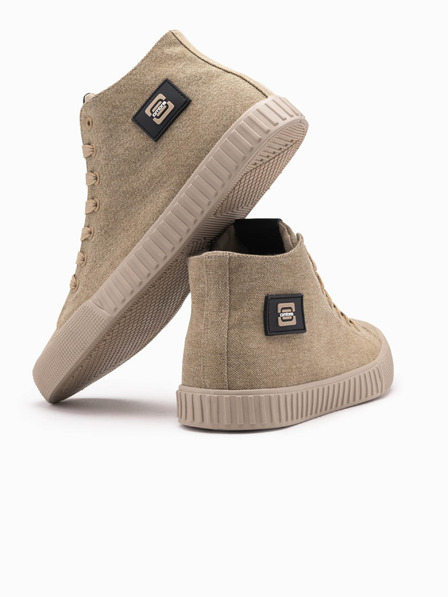 Ombre Clothing Adidași high top din pânză pentru bărbați - maro deschis V3 OM-FOTH-0186 Ombre Clothing