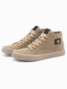 Ombre Clothing Adidași high top din pânză pentru bărbați - maro deschis V3 OM-FOTH-0186 Ombre Clothing