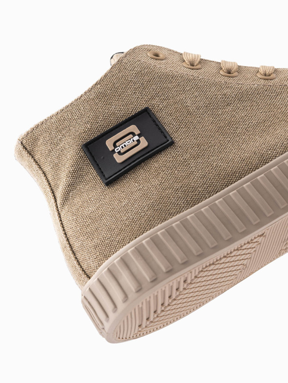 Ombre Clothing Adidași high top din pânză pentru bărbați - maro deschis V3 OM-FOTH-0186 Ombre Clothing