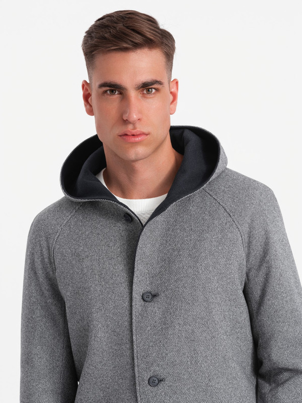 Ombre Clothing Palton bărbătesc melange lung cu glugă Ombre Clothing