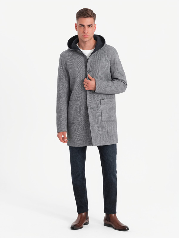 Ombre Clothing Palton bărbătesc melange lung cu glugă Ombre Clothing