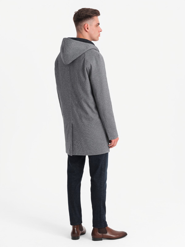 Ombre Clothing Palton bărbătesc melange lung cu glugă Ombre Clothing