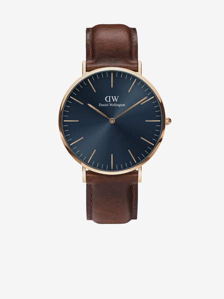 Daniel Wellington Ceas de piele maro închis pentru bărbați Daniel Wellington CLASSIC