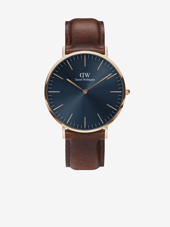 Daniel Wellington Ceas de piele maro închis pentru bărbați Daniel Wellington CLASSIC