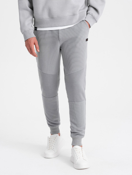 Ombre Clothing Pantaloni de trening pentru bărbați cu inserții din material otoman - gri V5 OM-PASK-0127