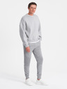 Ombre Clothing Pantaloni de trening pentru bărbați cu inserții din material otoman - gri V5 OM-PASK-0127