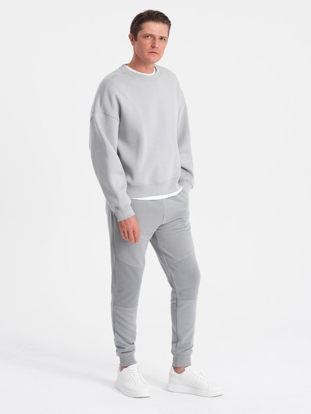 Ombre Clothing Pantaloni de trening pentru bărbați cu inserții din material otoman - gri V5 OM-PASK-0127