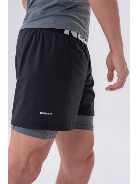 Nebbia Pantaloni scurți cu strat dublu, cu buzunare mobile 318 M,gri