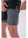 Nebbia Pantaloni scurți cu strat dublu, cu buzunare mobile 318 M,gri