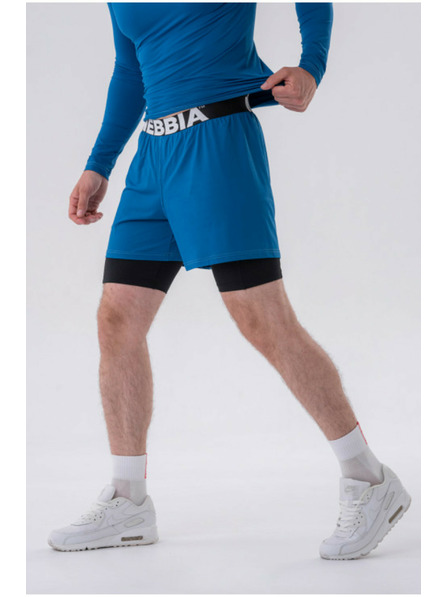 Nebbia Pantaloni scurți dublu strat cu buzunare pentru telefonul mobil 318 Blue M,albastru