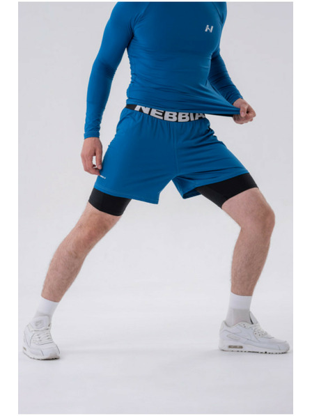 Nebbia Pantaloni scurți dublu strat cu buzunare pentru telefonul mobil 318 Blue M,albastru