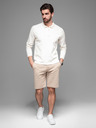 Ombre Clothing Pantaloni scurți de trening din bumbac pentru bărbați BASIC bej Ombre Clothing