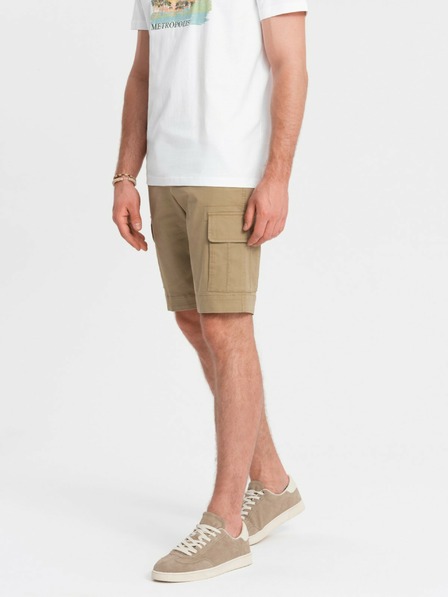 Ombre Clothing Pantaloni scurți cargo monocromi pentru bărbați cu buzunare cargo - nisip V1 OM-SRCG-0133 Ombre Clothing