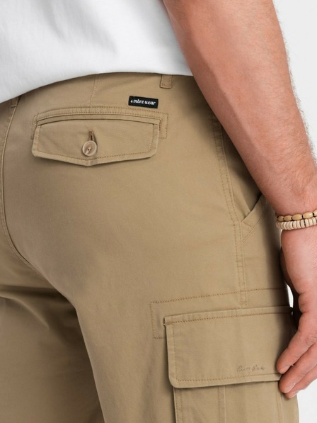 Ombre Clothing Pantaloni scurți cargo monocromi pentru bărbați cu buzunare cargo - nisip V1 OM-SRCG-0133 Ombre Clothing