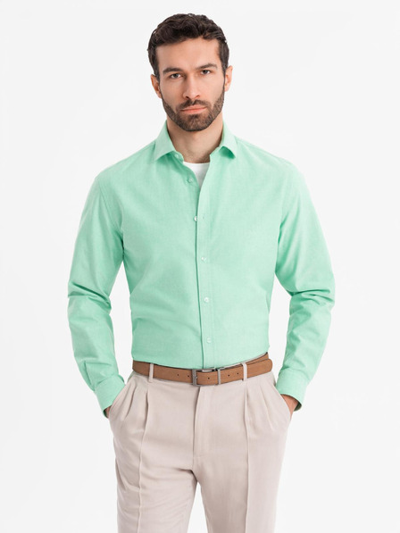 Ombre Clothing Cămașă oxford din bumbac pentru bărbați în culori pastelate - mentă Ombre Clothing