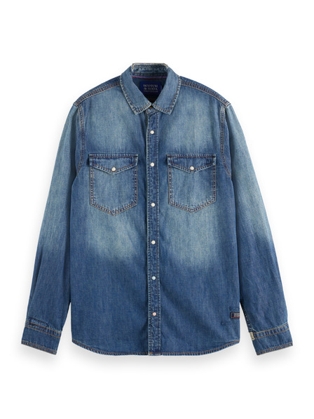 Scotch & Soda Cămașă din denim albastru pentru bărbați Scotch & Soda Workwear