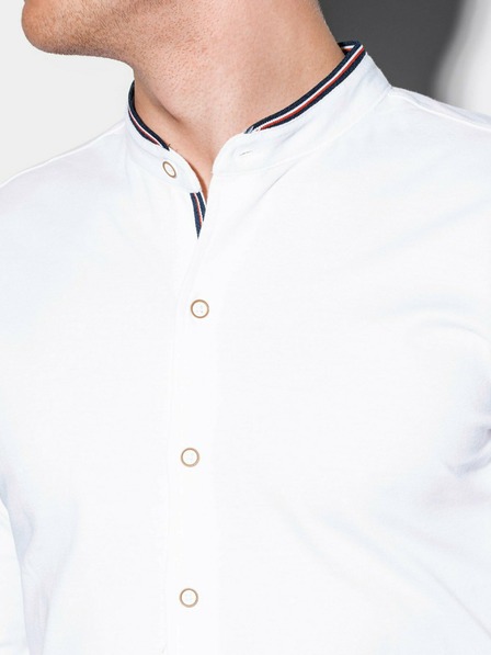 Ombre Clothing Cămașă cu mânecă lungă pentru bărbați K542 - Alb