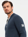 Ombre Clothing Hanorac bărbătesc structurat tricotat cu guler - melange grafit V1 OM-SSNZ-0149 Ombre Clothing